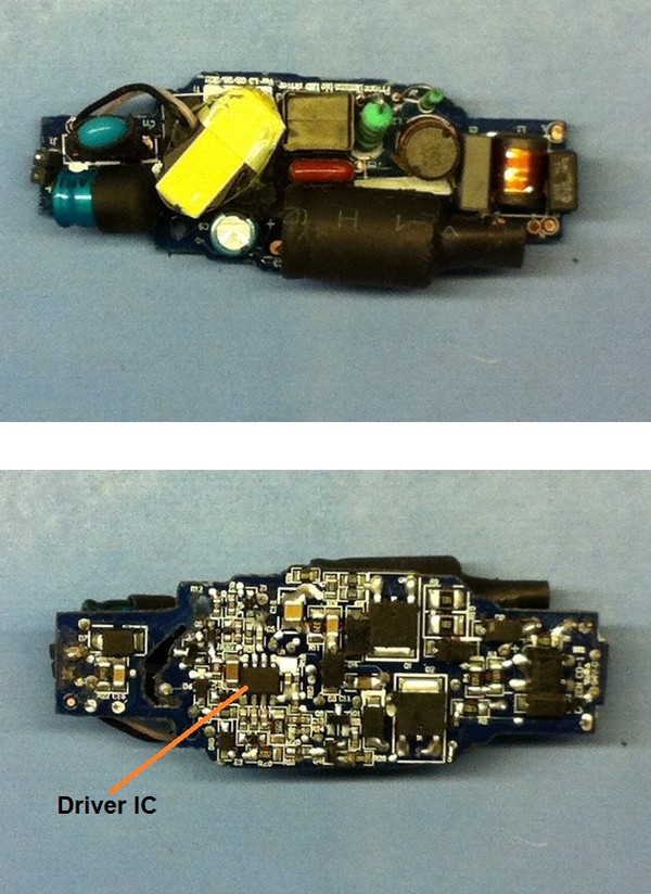 On one side of the driver board Driver board and driver chip